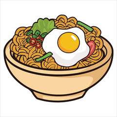 Set of hand-drawn noodle bowl illustrations featuring various noodle dishes with toppings and steam. Perfect for food menus, restaurant branding, culinary projects, packaging, and digital illustration