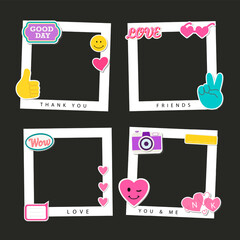 Vintage hipster retro stile. Decorative vector template frame. These photo frame can be use for kids picture or memories. Scrapbook design concept. Inset your picture.