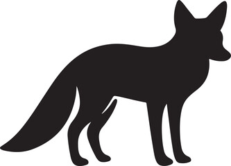Fototapeta premium Stylized vector illustration of a fox silhouette standing in profile view