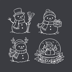 Cute Hand-Drawn Snowman Characters Collection
