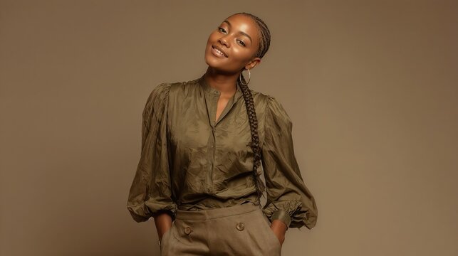 Elegant Black woman posing with a confident smile