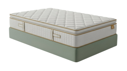 Isolated mattress on a foundation ready for relaxing and rest in bedroom with comfort style