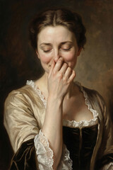 Hers and his funny bathroom art illustration. Playful humor inspired wall decor for restroom space with classic painting parody style