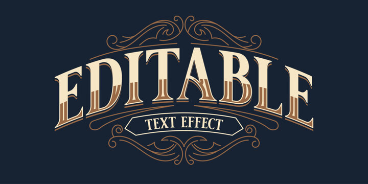 Editable Vintage Text Effect with Ornate Western Border