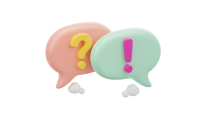 Isolated question and answer speech balloons indicating communication, ideas, or discussion