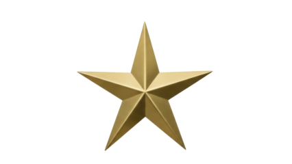 Isolated metallic five-pointed star emblem, shiny, golden decoration and festive symbol