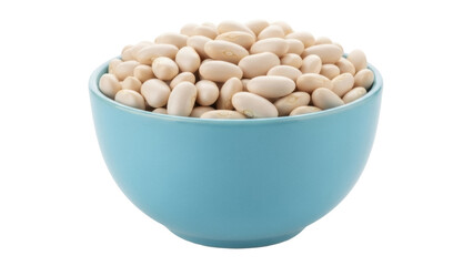 Isolated lima beans in turquoise bowl for vegan protein, healthy vegetarian legume diet