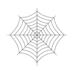 Fototapeta premium Symmetrical spider web design with radial pattern in black and white.