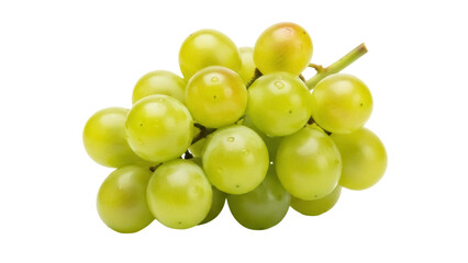 Isolated cluster of green grapes on stem, fresh fruit for healthy eating, vitamin-rich snack