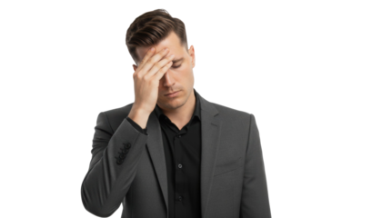 Stressed executive feeling the pressure of corporate deadlines and financial worries during challenging times