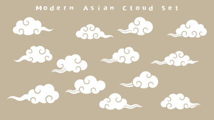 Modern traditional cloud set chinese china japanese korean asian traditional illustrations calligraphy decorations element vector design for background and wallpaper 10