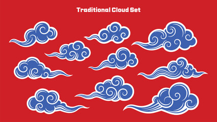 traditional cloud set chinese china japanese korean asian traditional illustrations calligraphy decorations element vector design for background and wallpaper 7.
