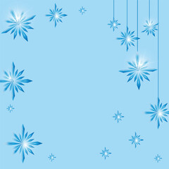 christmas background with snowflakes. Vector blue Christmas background with sparkling crystals in the shape of snowflakes.