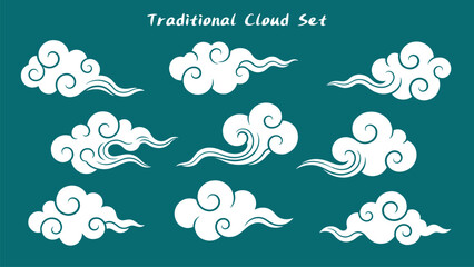 traditional cloud set chinese china japanese korean asian traditional illustrations calligraphy decorations element vector design for background and wallpaper 5