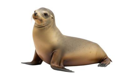 Isolated sea lion resting, looking up, calm face, marine mammal, ocean life, harbor seal