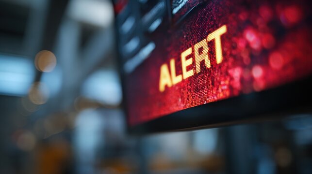 Medium shot capturing a digital alert screen with crisp visuals and engaging content designed for immediate attention in busy environments.