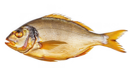 Smoked sea bream fish isolated on transparent background