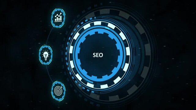Futuristic hud interface with seo concept in center. Business, Technology, Internet and network concept.