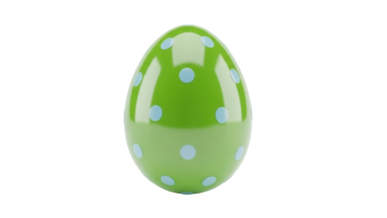Isolated Easter egg with light blue polka dots and green color, holiday, decoration