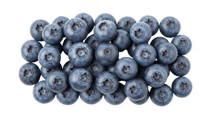 Isolated pile of fresh blueberries in studio shot with diffused lighting; summer fruit