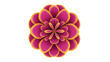 Isolated vibrant pink and yellow flower with intricate petal design, beautiful bloom