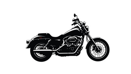Obraz premium Black silhouette of a motorcycle against a isolated on white background