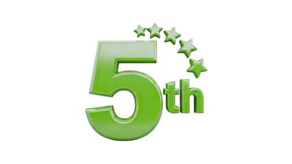 5th Anniversary with Stars - Green on White