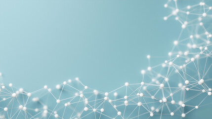 Fototapeta premium Background with network of connected dots and lines, social media concept for community building or marketing campaigns, 3D rendering illustration on light blue backdrop, with copy