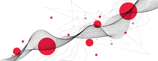abstract digital art with dynamic curves line. Abstract wireframe background. Modern science art elements. composition with wireframe art elements Vector