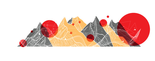 abstract digital art with dynamic curves line. Abstract wireframe background. Modern science art elements. composition with wireframe art elements Vector science elements