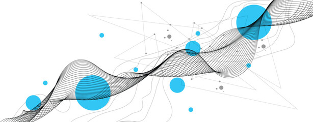 abstract digital art dynamic curves line. Modern science or technology art elements. composition with wireframe art elements Vector design