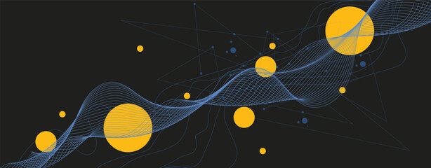 Abstract interconnected dots and swirling lines, Abstract wireframe background. Modern science art elements. composition with wireframe art elements Vector science elements