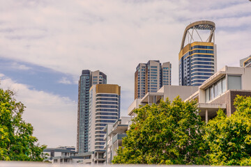 view of Parramatta River Sydney Harbour between Balmain Gladesville Birkin Head Point and Roselle on the Bay Run Sydney NSW Australia