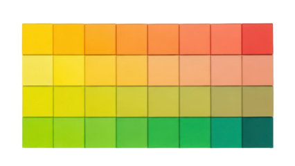 Isolated colorful stack of gradient tiles, vibrant multicolored hues of modern design