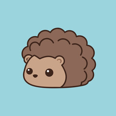 Cute cartoon hedgehog on a light blue background.