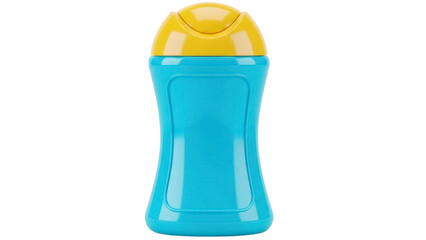 Isolated blue drinking bottle, colorful cap and ergonomic design for baby and toddlers