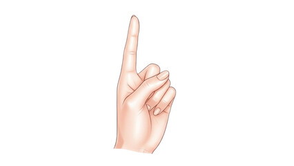 Isolated hand with index finger pointing up showing gesture of direction or attention sign