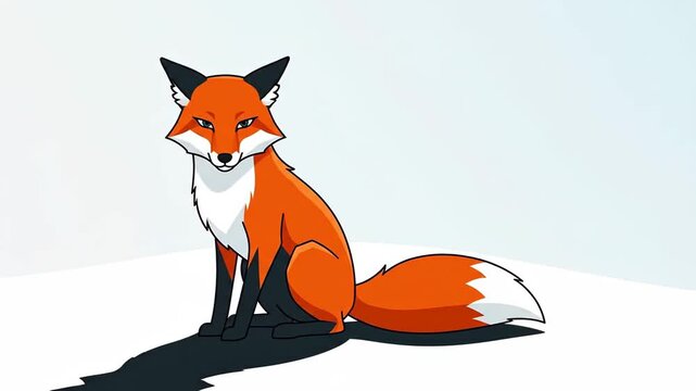 Animated fox character sitting and looking around with various expressions and poses in a clean environment