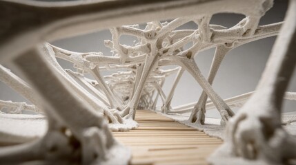 Medium shot of a skeletal casting structure showcasing intricate internal framework designed to reduce material while maintaining strength and stability