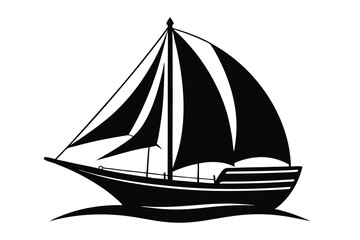 Obraz premium sailboat silhouette line art vector illustration