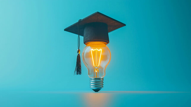 An electric lamp with a small black cap with a tassel on top, which is associated with graduation and studying.