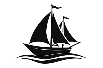 Obraz premium sailboat silhouette line art vector illustration