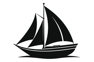 Obraz premium sailboat silhouette line art vector illustration