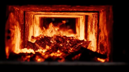 Medium shot showcasing physical deoxidizing technique using hightemperature furnace glowing with molten copper inside.