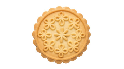 Isolated decorative cookie, delicious shortbread biscuit with flower design on its surface