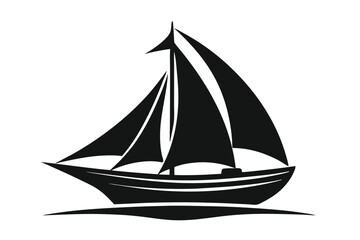 Fototapeta premium sailboat silhouette line art vector illustration