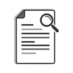 Document analysis with magnifying glass icon