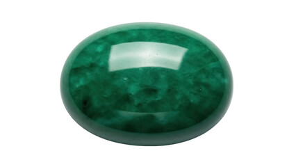Isolated green oval cabochon gemstone, natural jade stone for jewelry and ornamentation
