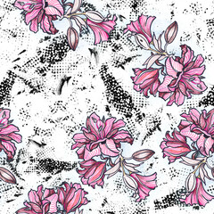seamless pattern with grunge style lily