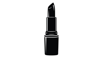 Black lipstick tube silhouette flat design makeup isolated on white background